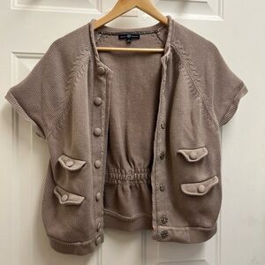 Vintage GAP Short Sleeve Cardigan in Taupe